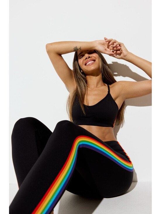 Spiritual Gangster Pants - Spiritual Gangster Nirvana Infinity Legging Black with Rainbow Stripes